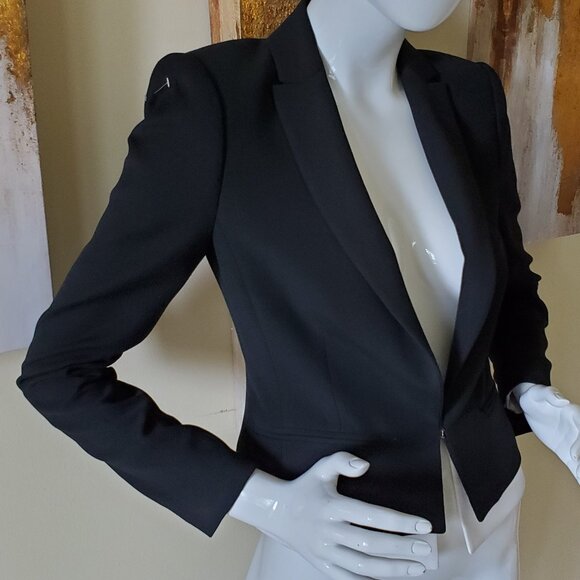 BCBGMAXAZRA Black/White Trim Spencer Blazer Jacket SZ XS - Picture 3 of 10